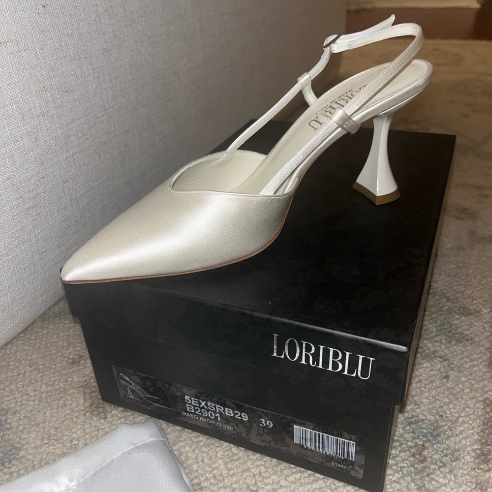 LORIBLU Slingback Satin Heels - Picture 2 of 5